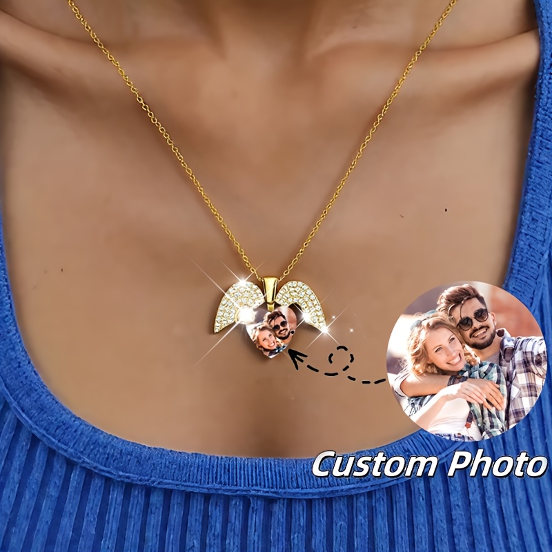 Custom Photo Heart-Shaped Box Pendant Necklace for Women
